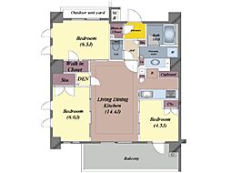 リストレジデンス上大岡ブライト 3LDKの間取図画像