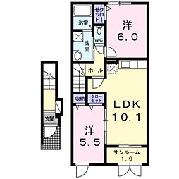 リバーサイドセナ 2LDKの間取図画像