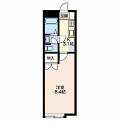 シェロ・ファームB 1Kの間取図画像