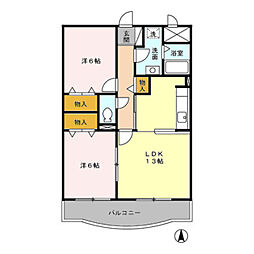 メルヴェイユ 2LDKの間取図画像