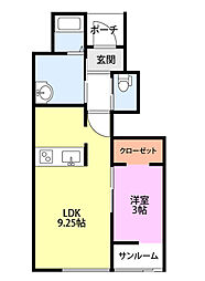 コンフォート北城町 1LDKの間取図画像