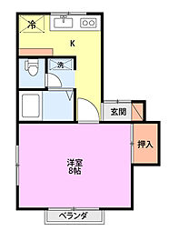 ジョイフルハイツ 1Kの間取図画像