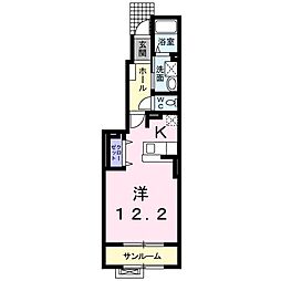 ミドルビレッジヒロ7B ワンルームの間取図画像