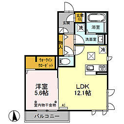 グランディールA 1LDKの間取図画像