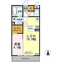 グランコンフォートB 1LDKの間取図画像
