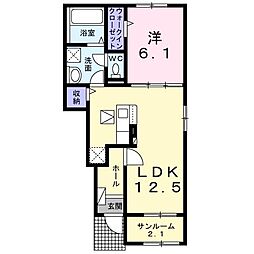 パインエコー 1LDKの間取図画像
