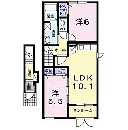 スターウイング 2LDKの間取図画像