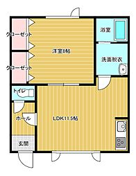 コーポアスター末広 1LDKの間取図画像