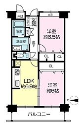 阪急西宮マンション 2LDKの間取図画像