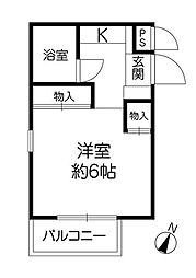 ダイドーメゾン青木 1Kの間取図画像