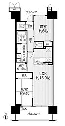 リバーガーデンECOシティアリスの森 2LDKの間取図画像