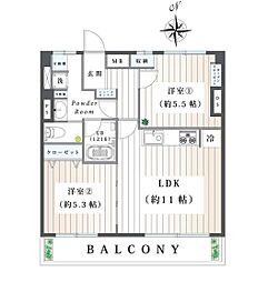 コーポ日吉台 2LDKの間取図画像