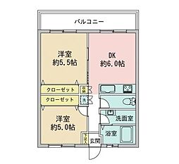 ダイアパレス鶴見 2DKの間取図画像