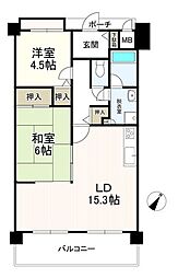 日光ハイツ彦根壱番館 2LDKの間取図画像