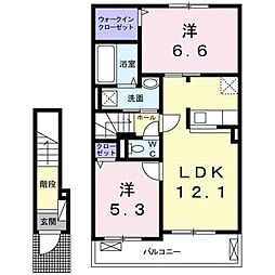 ヴィラフィオーレ川崎2 2LDKの間取図画像
