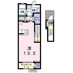 リッシュ ワンルームの間取図画像