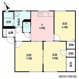 シャーメゾン王ノ瀬A 3DKの間取図画像