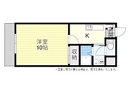 オーシャンAZ 1Kの間取図画像