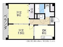 シーサイド2 2DKの間取図画像
