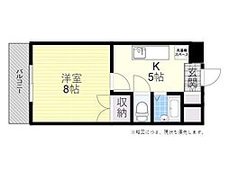 パールピアス 1Kの間取図画像