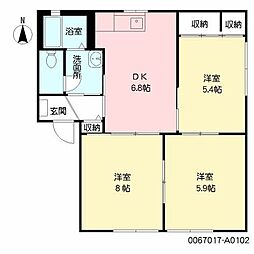 ベルハイツA 3DKの間取図画像
