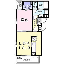 セレーノ須賀 1LDKの間取図画像