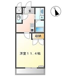 シーウインド3 1Kの間取図画像