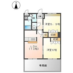 ブルースカイ 2LDKの間取図画像