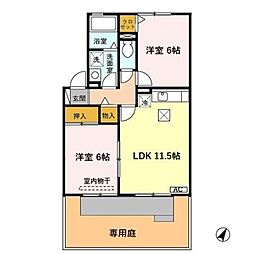 クレールメゾンB 2LDKの間取図画像