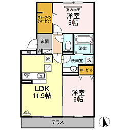 イーストヴィラ・ココ 2LDKの間取図画像