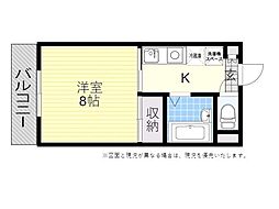 青楓館 1Kの間取図画像