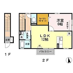 セジュール花みずき 1LDKの間取図画像