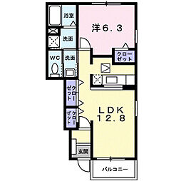 オレンジハイツ2 1LDKの間取図画像