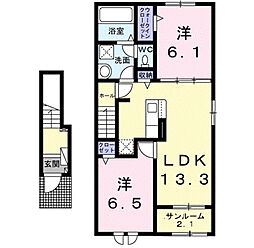 アナザースカイI 2LDKの間取図画像