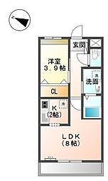 グランヴェルデ蓮池 1LDKの間取図画像