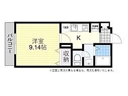 ファルコン王ノ瀬 1Kの間取図画像