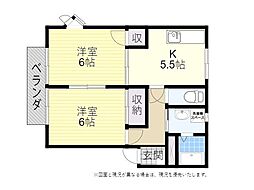 フレグランス月ケ浜B 2Kの間取図画像