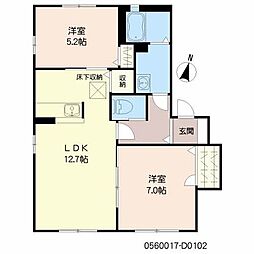 ビラ産島四番館 2LDKの間取図画像