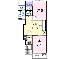 エクセル戸室A 2DKの間取図画像