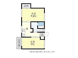 ウッドハイム1 2Kの間取図画像