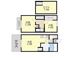 ガーデンテラス森町 2SLDKの間取図画像