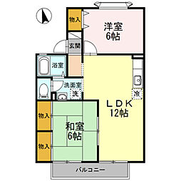 リバーサイド森町2 2LDKの間取図画像