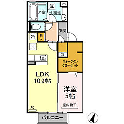 ベルフルール 1LDKの間取図画像