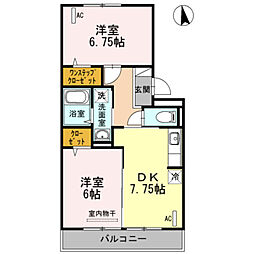エクレール美濃屋C 2DKの間取図画像