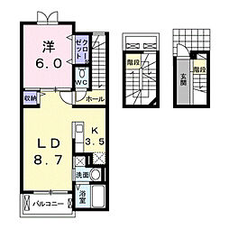 メゾンオーブA 1LDKの間取図画像