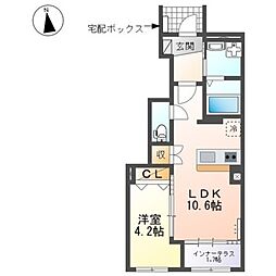 ヒルズ スペース 1LDKの間取図画像