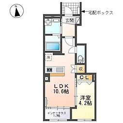 ヒルズ スペース 1LDKの間取図画像