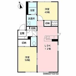 シャルムKC 2LDKの間取図画像