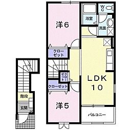 ソレイユC 2LDKの間取図画像