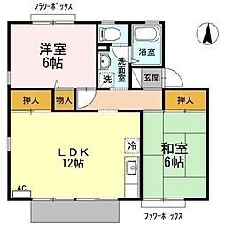 クレール海原 2LDKの間取図画像